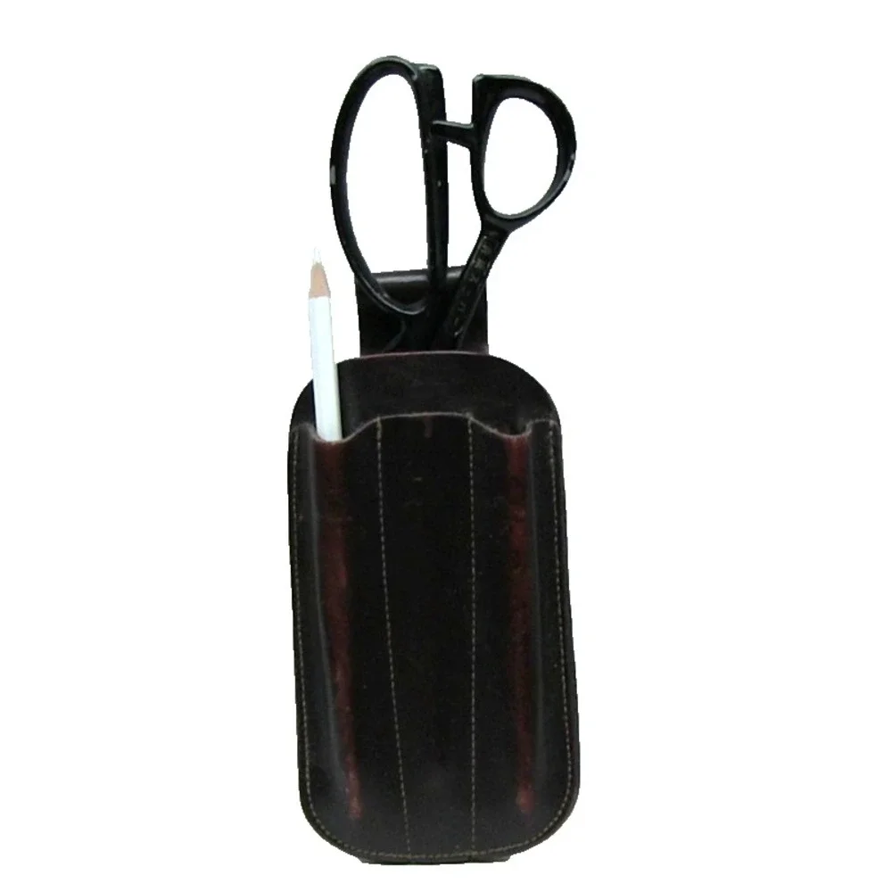 Real Heavy Leather Knife, Scissors, Marker Holder - Natural Leather, Belt Held‎